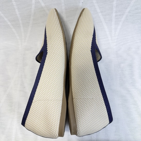 Birdies The Blackbird Eggshell/Navy Piping Knitted Flat Loafers Size 9 - Picture 7 of 9